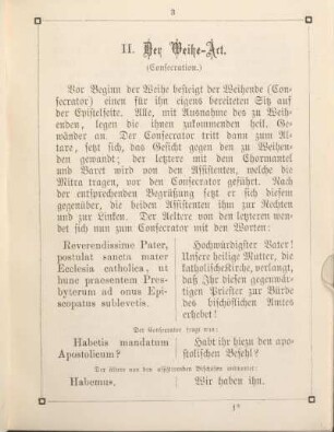 II. Der Weihe-Act. (Consecration.)