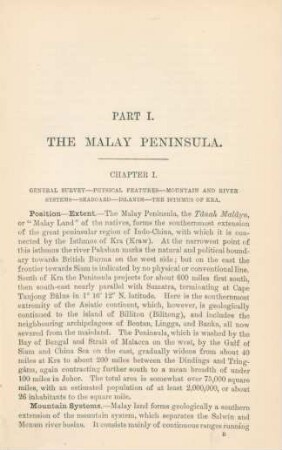 Part I. The Malay Peninsula