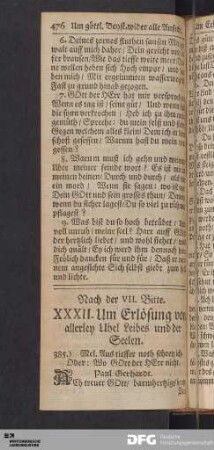 XXXII. Um Erlösung von allerley Übel Leibes und der Seelen.