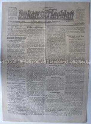 Kriegsausgabe des "Bukarester Tagblatt" u.a. zur Lage in Russland nach der Februar-Revolution