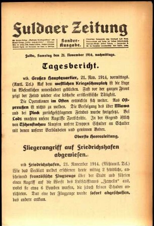 Ausgabe vom Samstag, den 21. November 1914.