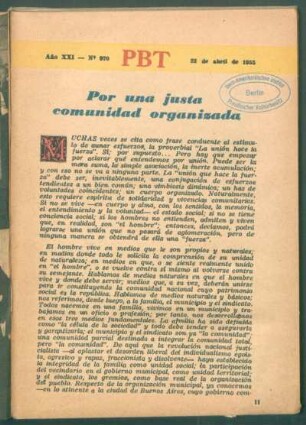 Por una justa comunidad organizada