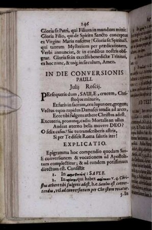 In Die Conversionis Pauli. Iulii Roscii