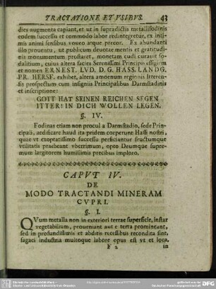 Caput IV. De Modo Tractandi Mineram Cupri