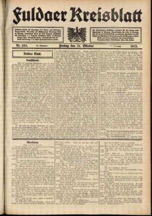 Dritte Ausgabe vom Freitag, den 31. Oktober 1913.