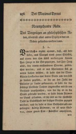 Neunzehende Rede. Das Vergnügen an philosophischen Reden, übertrift alles andre Ergötzen das an Reden gefunden werden kann