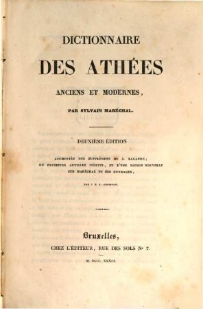 Dictionnaire des athées anciens & modernes