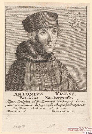 Anthoni Kress, Jurisconsultus, Propst bei St. Lorenz und Kanoniker in Regensburg, Ratskonsulent; geb. 1478; gest. 1513