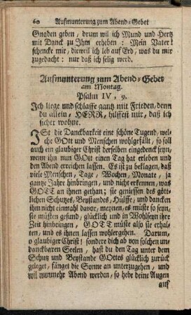 Aufmunterung zum Abend-Gebet am Montag.