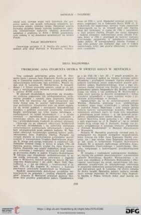 Twórczość Jana Zygmunta Deybla w świetle badań W. Hentschla