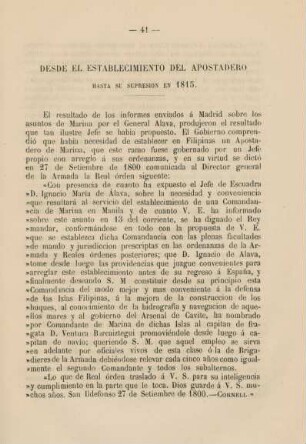 Desde el establecimiento del Apostadero hasta su supresion en 1815