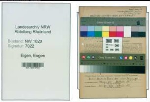 Entnazifizierung Eugen Vom Eigen , geb. 28.06.1903 (Arbeiter)