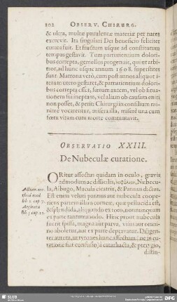 Observatio XXIII. De Nubeculae curatione