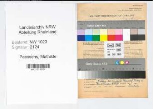 Entnazifizierung Mathilde Paessens , geb. 09.09.1881 (Landwirtin)