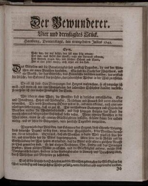 Vier und dreyßigstes Stück. Hamburg, Donnerstags, den neunzehnten Julius 1742.