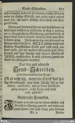 Das Ein und achtzigste Send-Schreiben