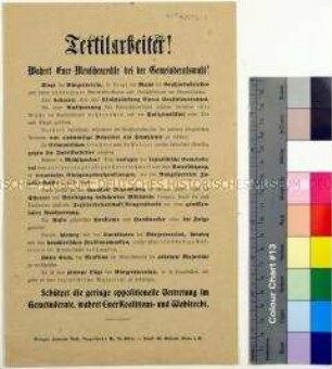 Aufruf der Sozialdemokraten zur Gemeinderatswahl von 1904 bzw. 1906