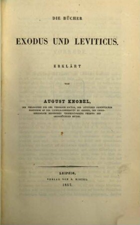 Die Bücher Exodus und Leviticus