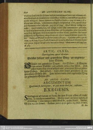 Arttic. CLXXI. Sacrilegium, quod dicatur. Diebstal heiliger und geweyheter Ding, an ungeweyheten Stätten