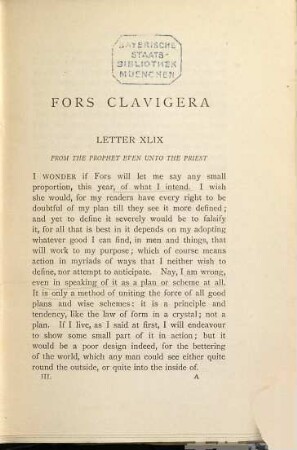 Fors clavigera : Letters to the workmen and labourers of Great Britain, III