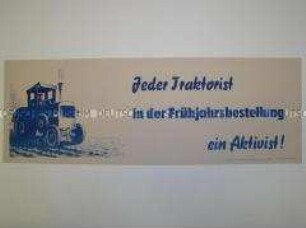 Maueranschlag mit Losung für Traktoristen