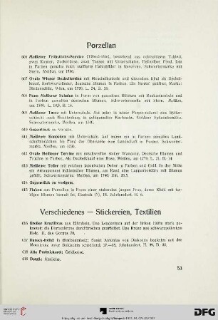 Verschiedenes – Stickereien, Textilien (Nr. 616-643)