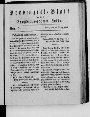 Num. 64., Ausgabe vom 16. August 1816