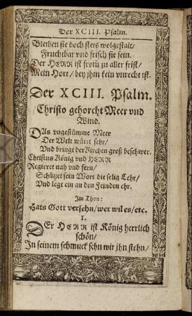 Der CXIII. Psalm. - Der CVI. Psalm.