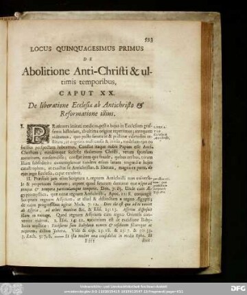 Locus Quinquagesima Primus De Abolitione Anti-Christi & ultimis temporibus