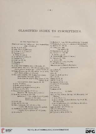 Classified Index to inscriptions