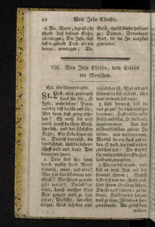 VIII. Von Jesu Christo, dem Erlöser der Menschen.
