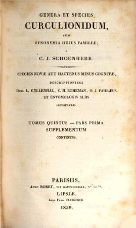 Genera et species Curculionidum, cum synonyma hujus familiae : species novae aut hactenus minus cognitae, 5,1