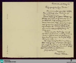 Brief von Hans Thoma an Unbekannt vom 21.03.1911 - K 3408