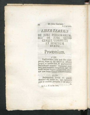 Liber Tertius De Iure Personarum, Seu De Iure Quod Cuique Competit Ex Hominum Statu