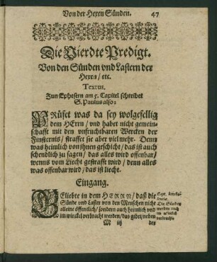 Textus. Zun Ephesern am 5. Capitel schreibet S. Paulus also: