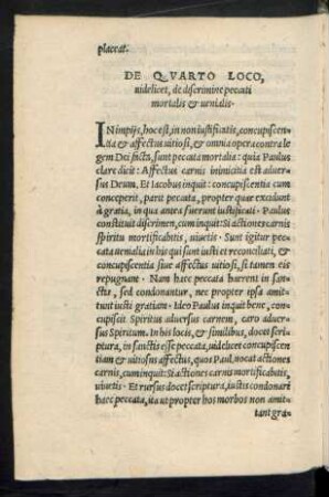 De Quarta Loco videlicet, de discrimine peccati mortalis et venialis.