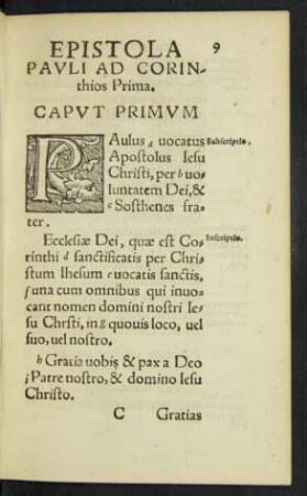 Epistola Pauli Ad Corinthios Prima.