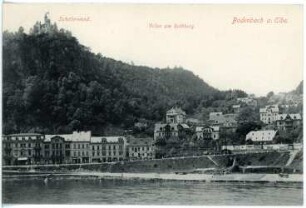 Bodenbach a. Elbe. Schäferwand mit Bergschloß (1905) und Villen am Rothberg
