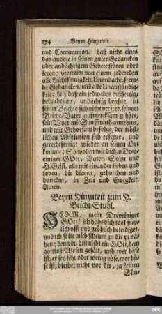 Beym Hinzutrit zum H. Beicht-Stuhl.