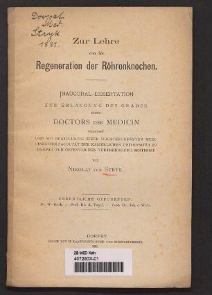 Zur Lehre von der Regeneration der Röhrenknochen
