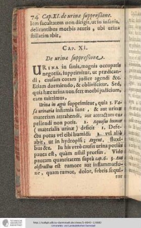 Cap. XI. De urina suppresione