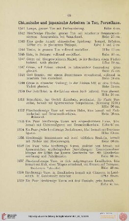 Chinesische und japanische Arbeiten in Ton, Porzellane (Nr. 1341-1460)