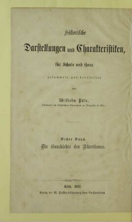 Bd. 1: Die Geschichte des Alterthums : in abgerundeten Gemälden