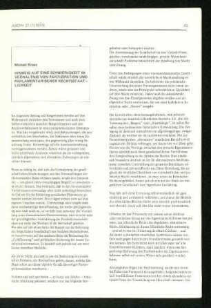 Hinweis auf eine Schwierigkeit im Verhältnis von Partizipation und parlamentarischer Rechtsstaatslichkeit