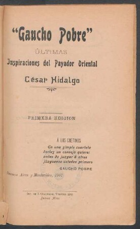 "Gaucho pobre" : últimas inspiraciones