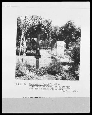 Konstanz, Hauptfriedhof, Grabkreuz der Familie Allweyer