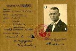 Mitgliedskarte des Reichsbundes Deutscher Feuerwerker e.V. von Wilhelm Dreblow