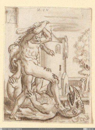 Herakles tötet den Drachen Ladon