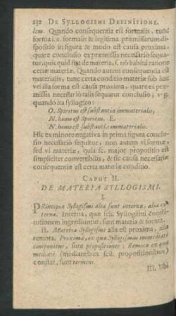 Caput II. De Materia Syllogismi.