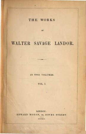 The works of Walter Savage Landor. 1